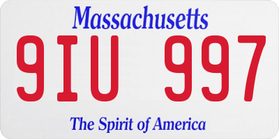 MA license plate 9IU997