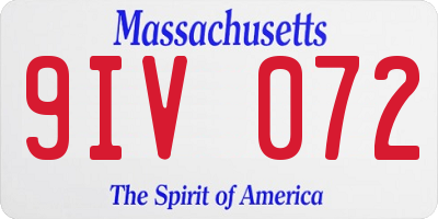 MA license plate 9IV072