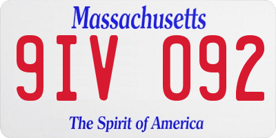MA license plate 9IV092