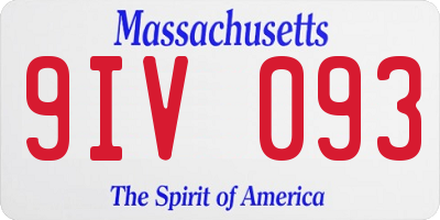 MA license plate 9IV093
