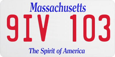 MA license plate 9IV103