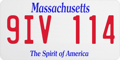 MA license plate 9IV114
