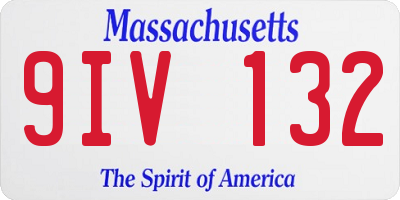 MA license plate 9IV132