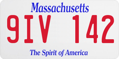 MA license plate 9IV142