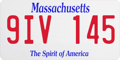 MA license plate 9IV145