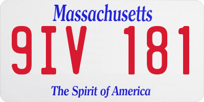 MA license plate 9IV181