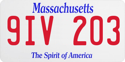 MA license plate 9IV203