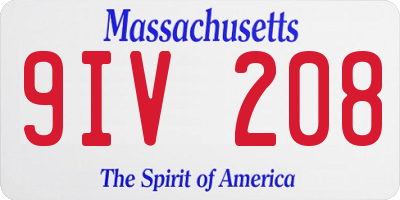MA license plate 9IV208
