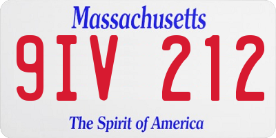 MA license plate 9IV212