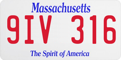 MA license plate 9IV316