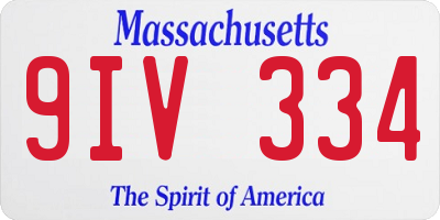 MA license plate 9IV334