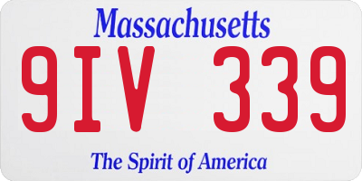 MA license plate 9IV339