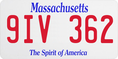 MA license plate 9IV362
