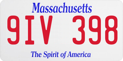 MA license plate 9IV398