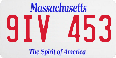 MA license plate 9IV453