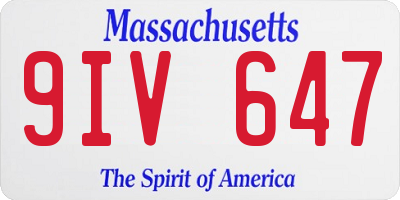 MA license plate 9IV647