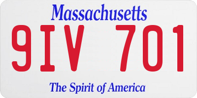MA license plate 9IV701