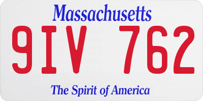 MA license plate 9IV762