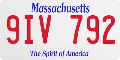 MA license plate 9IV792