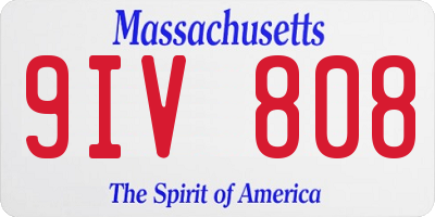 MA license plate 9IV808