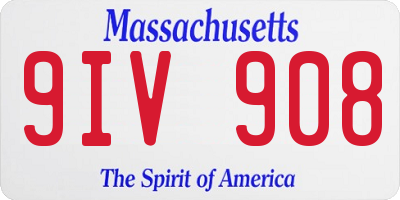 MA license plate 9IV908