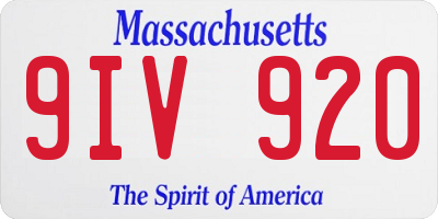 MA license plate 9IV920