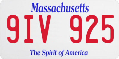 MA license plate 9IV925