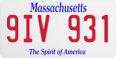 MA license plate 9IV931