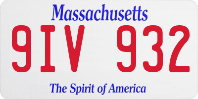 MA license plate 9IV932
