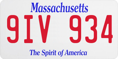 MA license plate 9IV934