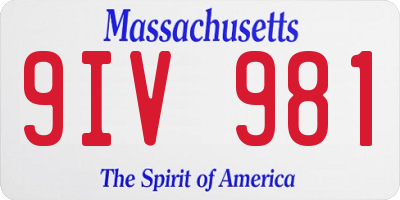 MA license plate 9IV981