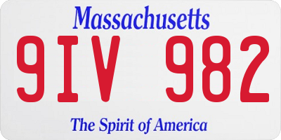 MA license plate 9IV982