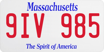 MA license plate 9IV985