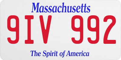 MA license plate 9IV992