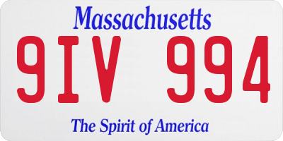 MA license plate 9IV994