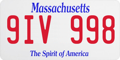 MA license plate 9IV998