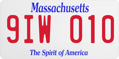 MA license plate 9IW010