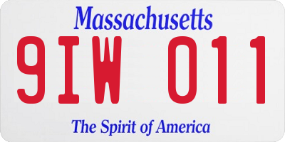 MA license plate 9IW011