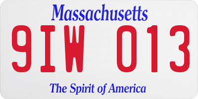 MA license plate 9IW013