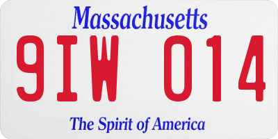 MA license plate 9IW014