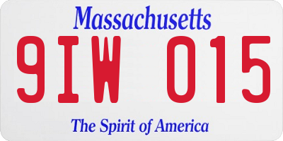 MA license plate 9IW015