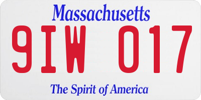MA license plate 9IW017