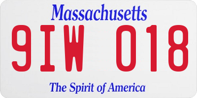 MA license plate 9IW018