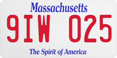 MA license plate 9IW025