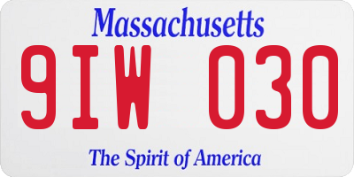 MA license plate 9IW030