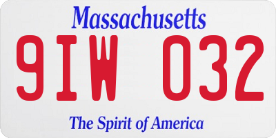 MA license plate 9IW032