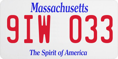 MA license plate 9IW033