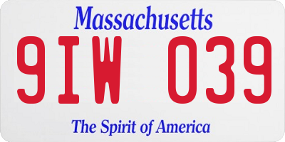 MA license plate 9IW039