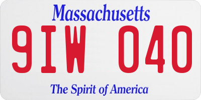 MA license plate 9IW040