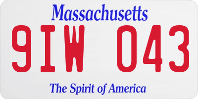 MA license plate 9IW043